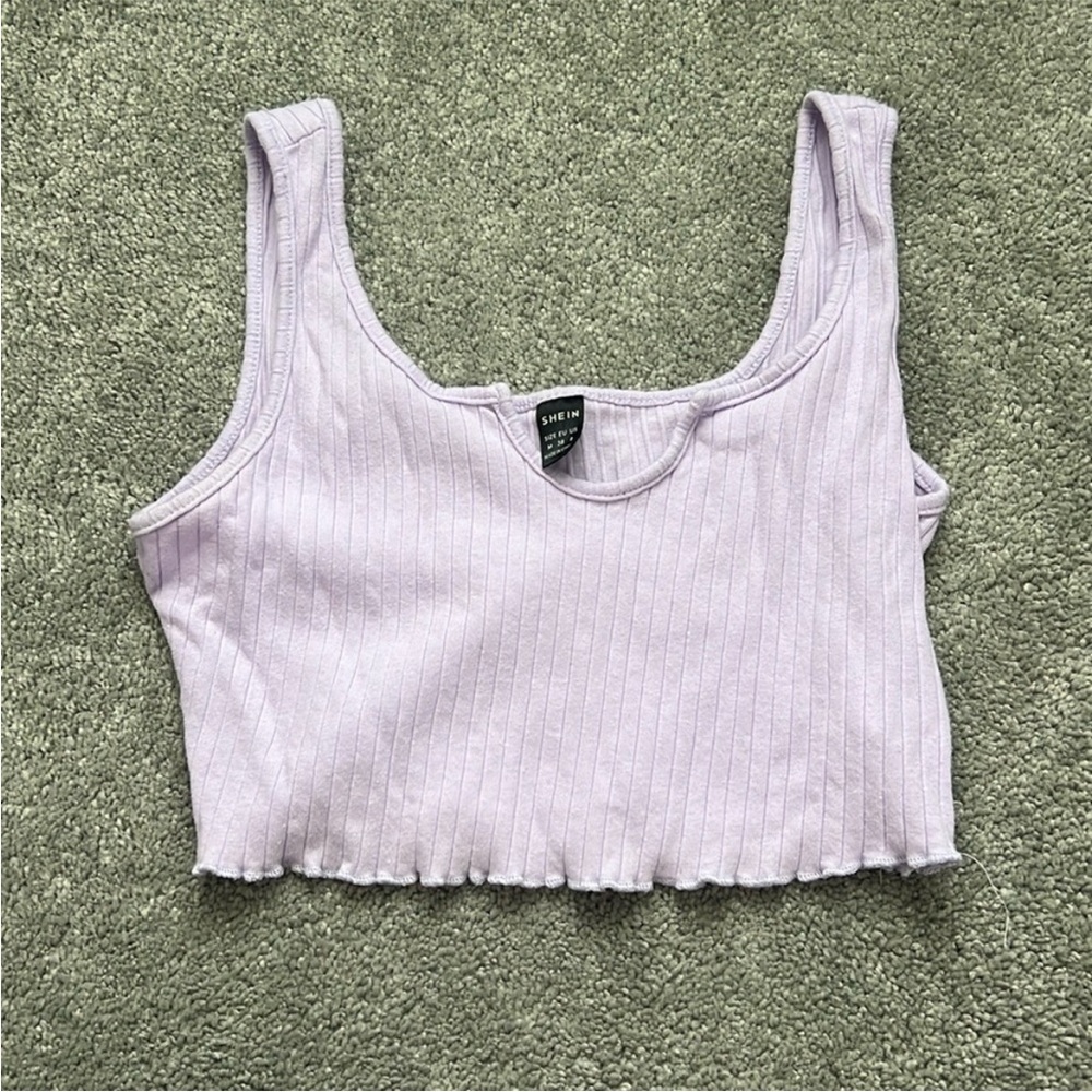 SHEIN Light Lilac Ribbed Cropped Tank